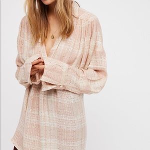 Free People Sequined Plaid Pullover Tunic Top